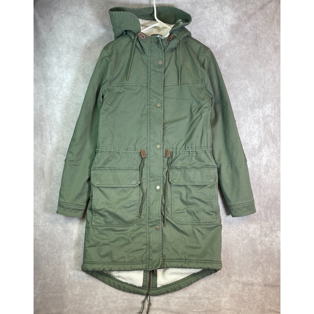 Gap Utility Parka Jacket Mens Small Green Full Zip Fleece Lined Outdoor Pockets